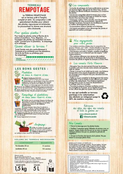 Terreaux, amendements et fumier - Terreau Rempotage pour Plantes d'Intérieur - 5 L - MEDIA_PACKAGING_VERSO